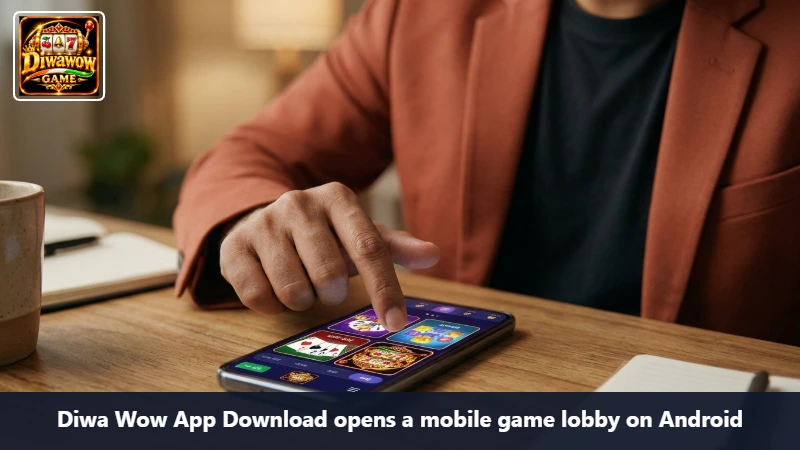 Diwa Wow App Download opens a mobile game lobby on Android